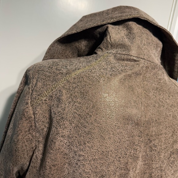 BRADLEY BAYOU women’s distressed crackle brown leather jacket Western Boho Large - Picture 12 of 17